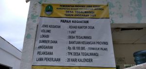 Rehabilitasi Kantor Desa Tegalwangi Lewati Jadwal Pelaksanaan
