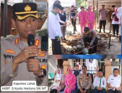 Kapolres Lahat Lakukan Peletakan Batu Pertama Sebagai Tanda Pembangunan Rumah Layak Huni